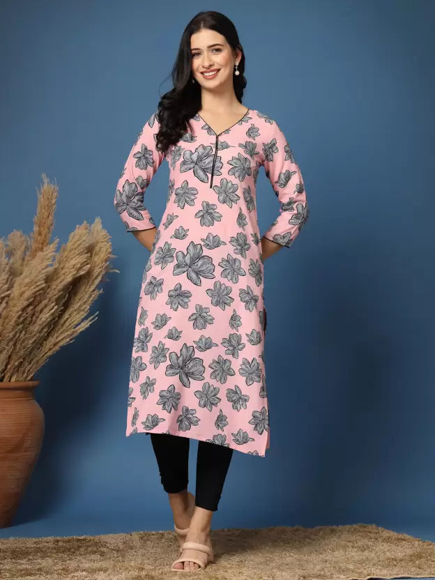 Beautiful Pink Floral Print Kurta