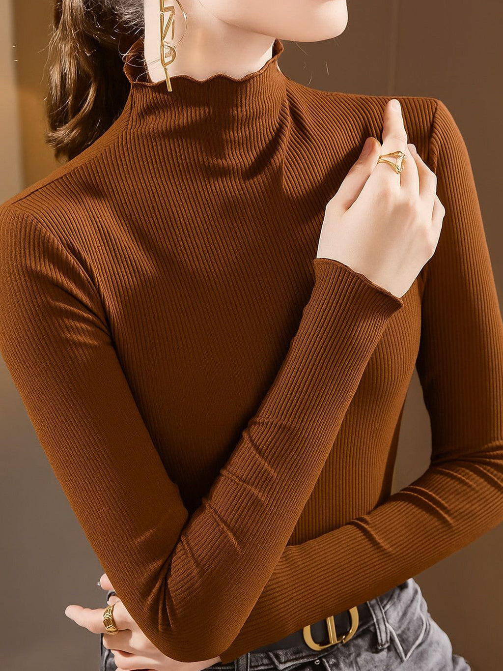 Cocoa Charm High Neck Top