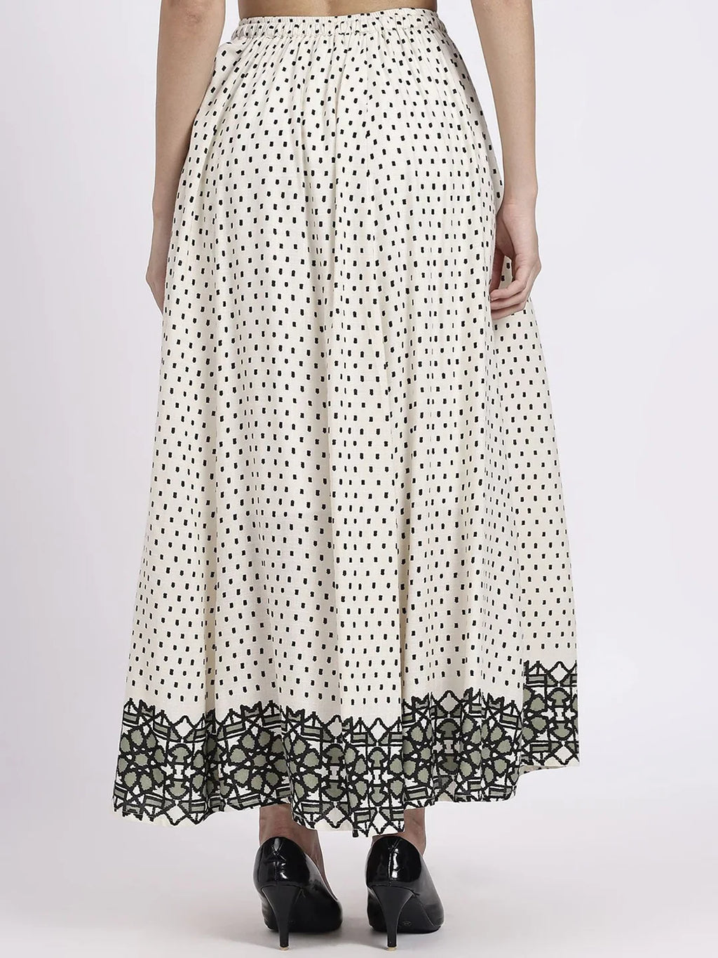 Black Abstract Print Maxi Skirt