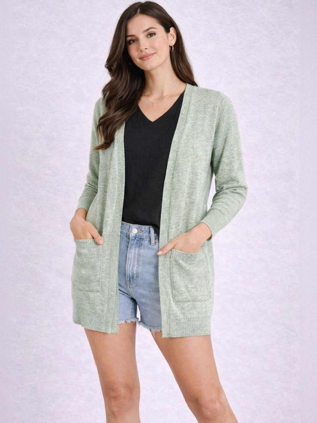 Green Luxe Open Front Shrug