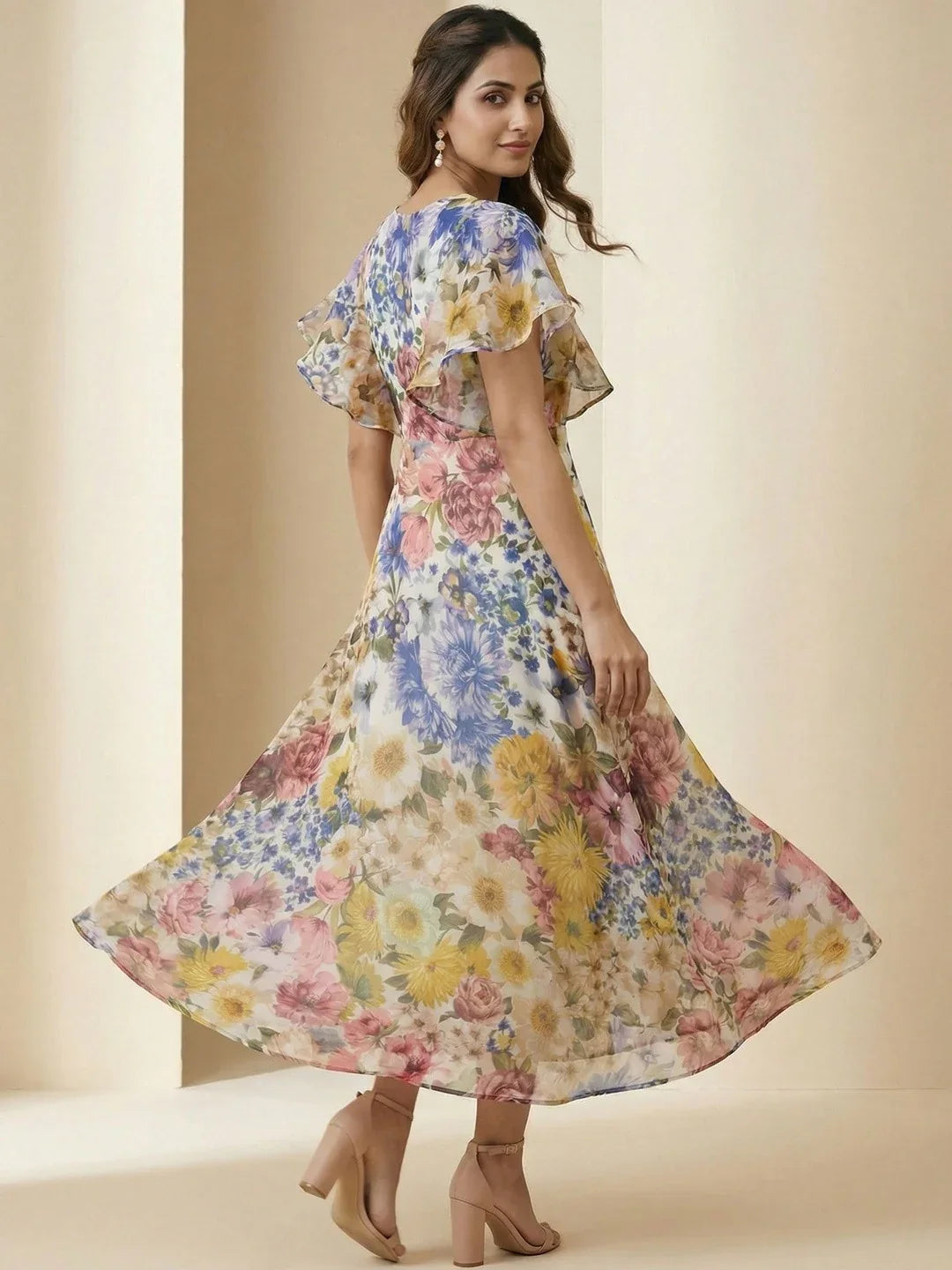 Chic Floral A-Line Maxi Dress